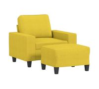 vidaXL Sillón con taburete tela amarillo claro 60 cm