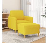 Sillón con reposapiés de color amarillo claro, 60 cm, tapizado en tela (vidaXL)