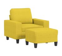 vidaXL Sillón con taburete, tela amarillo claro, 60 cm