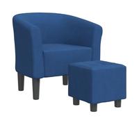 Vidaxl sillón con taburete tela azul
