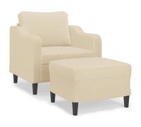 vidaXL Sillón con taburete tela crema 60 cm
