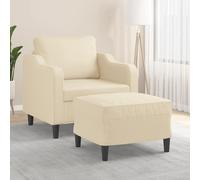 vidaXL Sillón con taburete tela crema 60 cm