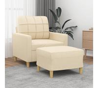 vidaXL Sillón con taburete tela crema 60 cm