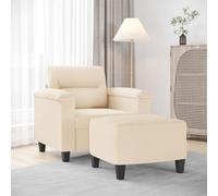 vidaXL Sillón con taburete tela de microfibra beige 60 cm