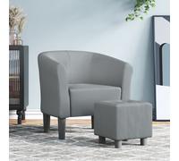 vidaXL Sillón con taburete tela gris claro