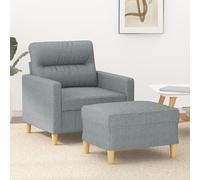 vidaXL Sillón con taburete tela gris claro 60 cm