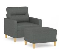vidaXL Sillón con taburete tela gris oscuro 60 cm