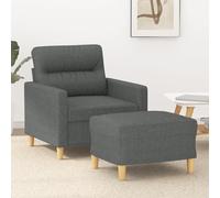 vidaXL Sillón con taburete tela gris oscuro 60 cm