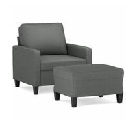Vidaxl sillón con taburete tela gris oscuro 60 cm