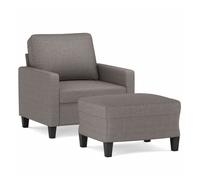 Vidaxl sillón con taburete tela gris taupe 60 cm
