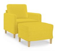 vidaXL Sillón con taburete tela Light yellow