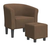 Vidaxl sillón con taburete tela marrón