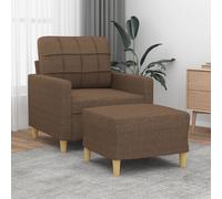 vidaXL Sillón con taburete tela marrón 60 cm
