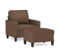 Vidaxl sillón con taburete tela marrón 60 cm