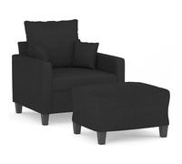 vidaXL Sillón con taburete tela negro 60 cm