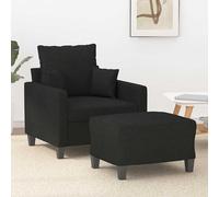 vidaXL Sillón con taburete tela negro 60 cm