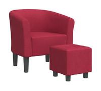 vidaXL Sillón relax con taburete de tela – Rojo vino tinto, Marrón, Gris claro