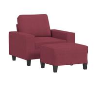 Vidaxl sillón con taburete tela rojo tinto 60 cm