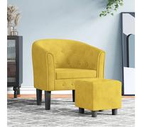 Vidaxl sillón con taburete terciopelo amarillo
