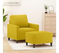 vidaXL Sillón con taburete terciopelo amarillo 60 cm