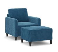 Vidaxl sillón con taburete terciopelo azul 60 cm