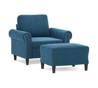 Vidaxl sillón con taburete terciopelo azul 60 cm