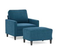 Vidaxl sillón con taburete terciopelo azul 60 cm