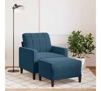 vidaXL Sillón con taburete terciopelo azul 60 cm