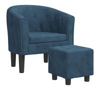 vidaXL Sillón con taburete terciopelo azul oscuro