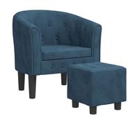 vidaXL Sillón con taburete terciopelo azul oscuro