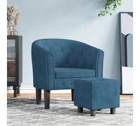 vidaXL Sillón con taburete terciopelo azul oscuro