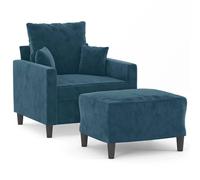 Sillón con reposapiés azul de 60 cm, tapizado en terciopelo, marca vidaXL