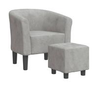 vidaXL Sillón con taburete Butaca de relax, respaldo y reposabrazos, terciopelo gris claro
