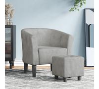 Vidaxl sillón con taburete terciopelo gris claro