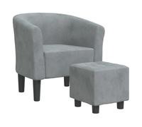 vidaXL Sillón con taburete terciopelo gris oscuro 70×56×68 cm