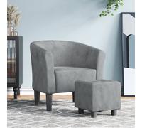 Vidaxl sillón con taburete terciopelo gris oscuro