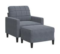 Vidaxl sillón con taburete terciopelo gris oscuro 60 cm
