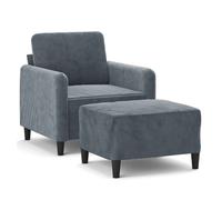 vidaXL Sillón con taburete terciopelo gris oscuro 60 cm