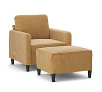 Vidaxl sillón con taburete terciopelo marrón 60 cm
