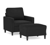 vidaXL Sillón con taburete de terciopelo negro 60 cm