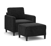 Vidaxl sillón con taburete terciopelo negro 60 cm