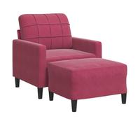 vidaXL Sillón con taburete terciopelo burdeos 60 cm