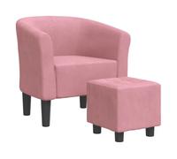 vidaXL Sillón con taburete – Butaca relax con respaldo y reposabrazos, terciopelo rosa