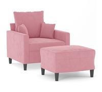 vidaXL Sillón con taburete terciopelo rosa 60 cm