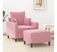 vidaXL Sillón con taburete terciopelo rosa 60 cm
