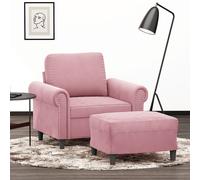vidaXL Sillón con taburete terciopelo rosa 60 cm