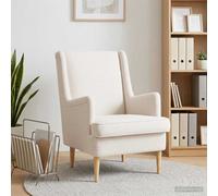 Sillón vidaXL, color crema, tejido bouclé