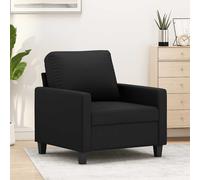vidaXL Sillón Relax para salón – Reposabrazos y Respaldo, Asiento Tapizado, Cuero Sintético Negro 60 cm