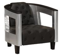vidaXL Sillón de aviador – Cuero auténtico, diseño clásico y confort – Negro
