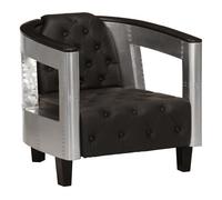 vidaXL Sillón de aviador – Cuero auténtico, diseño clásico y confort – Negro